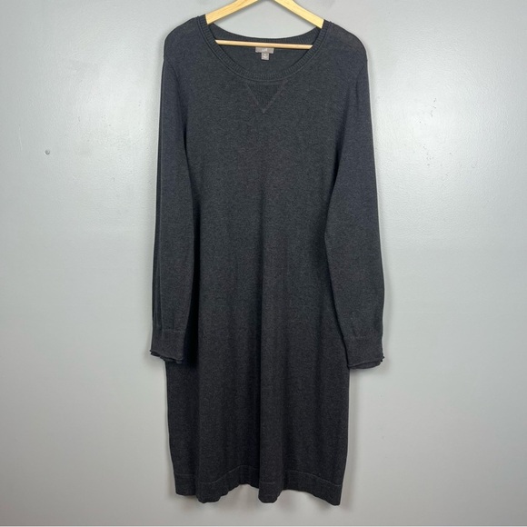 J. Jill Dresses & Skirts - J.Jill gray 100% cotton knit crew neck sweater dress, size XL.